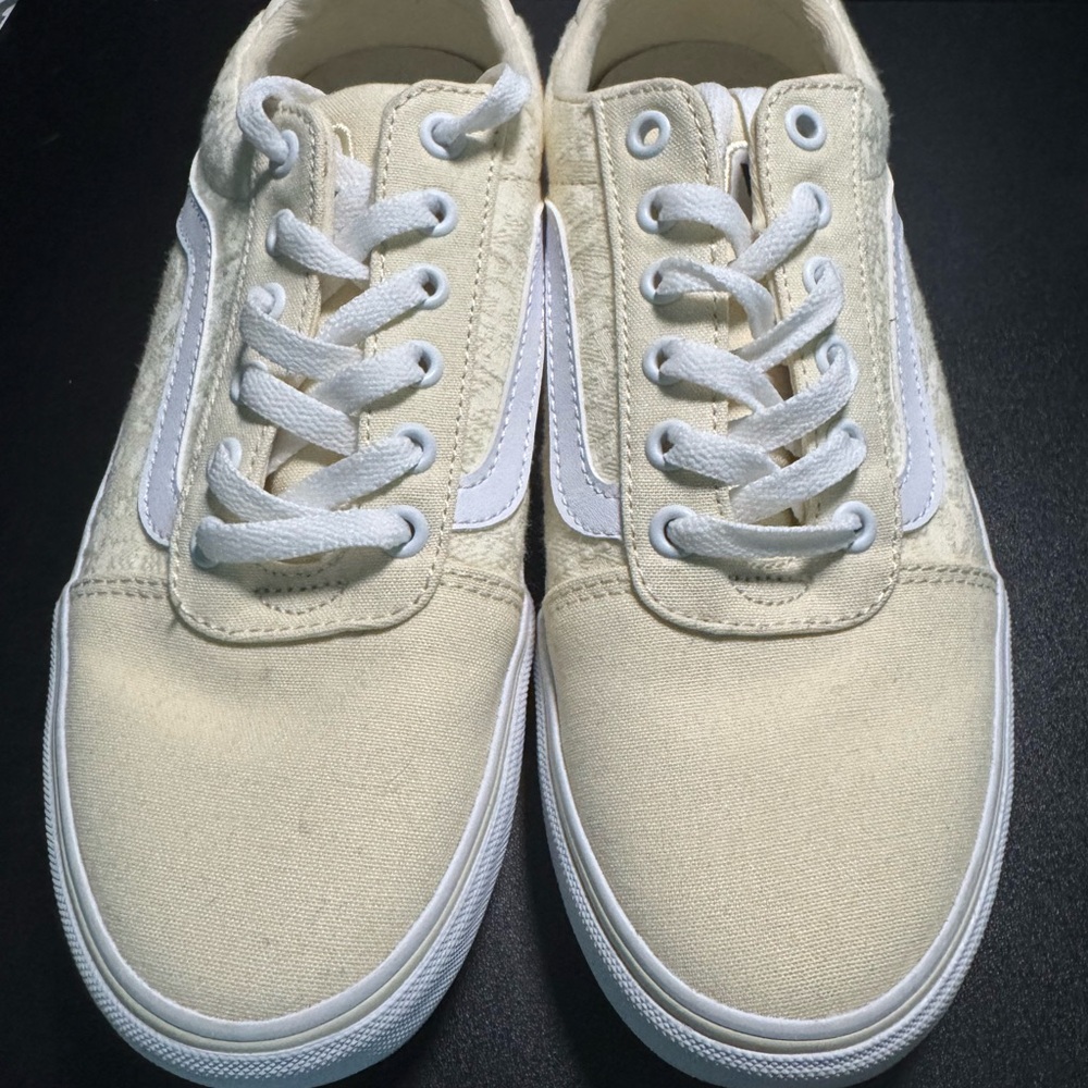 Vans Cream/Light Yellow Canvas Sneakers with White Details